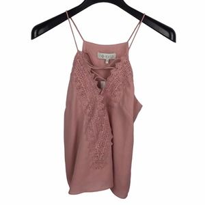 WAYF Posie Strappy Lace V-Neck Camisole Tank Top Light Pink Size XS Chiffon
